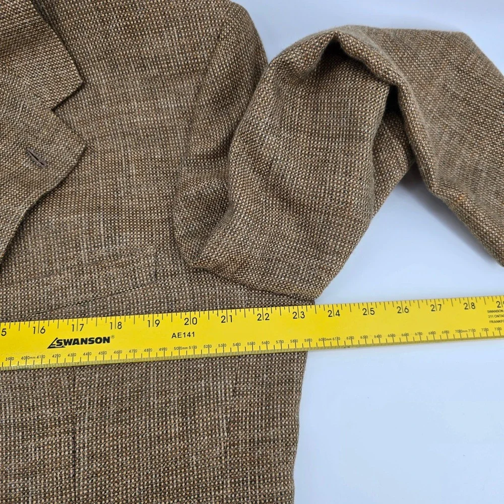 Bullock & Jones Blazer Mens Silk Linen Wool Hopsack Sport Coat Brown Tan 43R